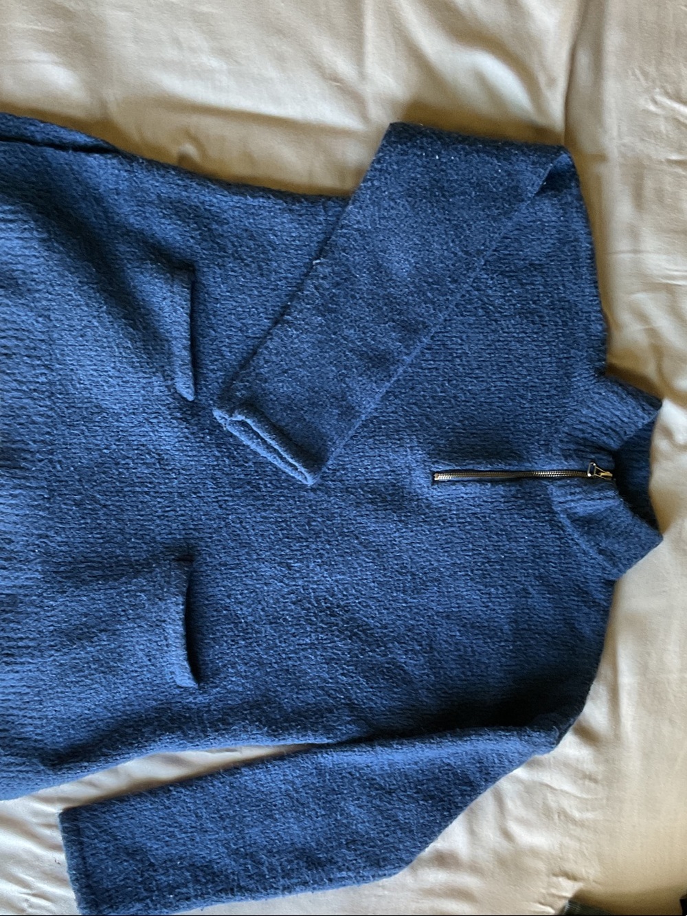 Cable & Gauge Men's Navy Blue Half-Zip Sweater